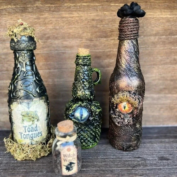 NEW Potion Bottle Art Mixed Media Halloween Potion Bottle Apothecary Spell Jar - Picture 7 of 12